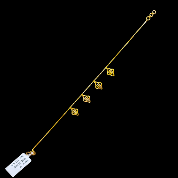 GOLD WRISTLET- BIS CERTIFIED HUID HALLMARK 375 9KT GOLD WRISTLET APPROX WGT: 1.170 FOR WOMEN.