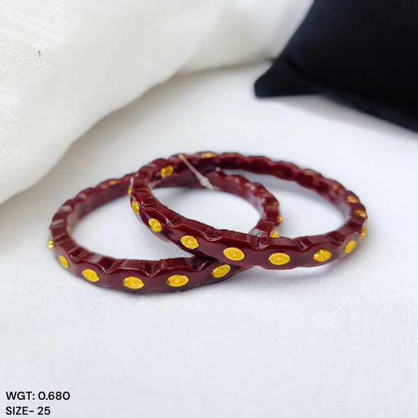 PASTING POLA- (SIZE: 25) WGT: 0.680 GM APPROX 22KT HUID HALLMARK GOLD PASTING POLA BANGLES 1 PAIR (FULL BODY WORK).