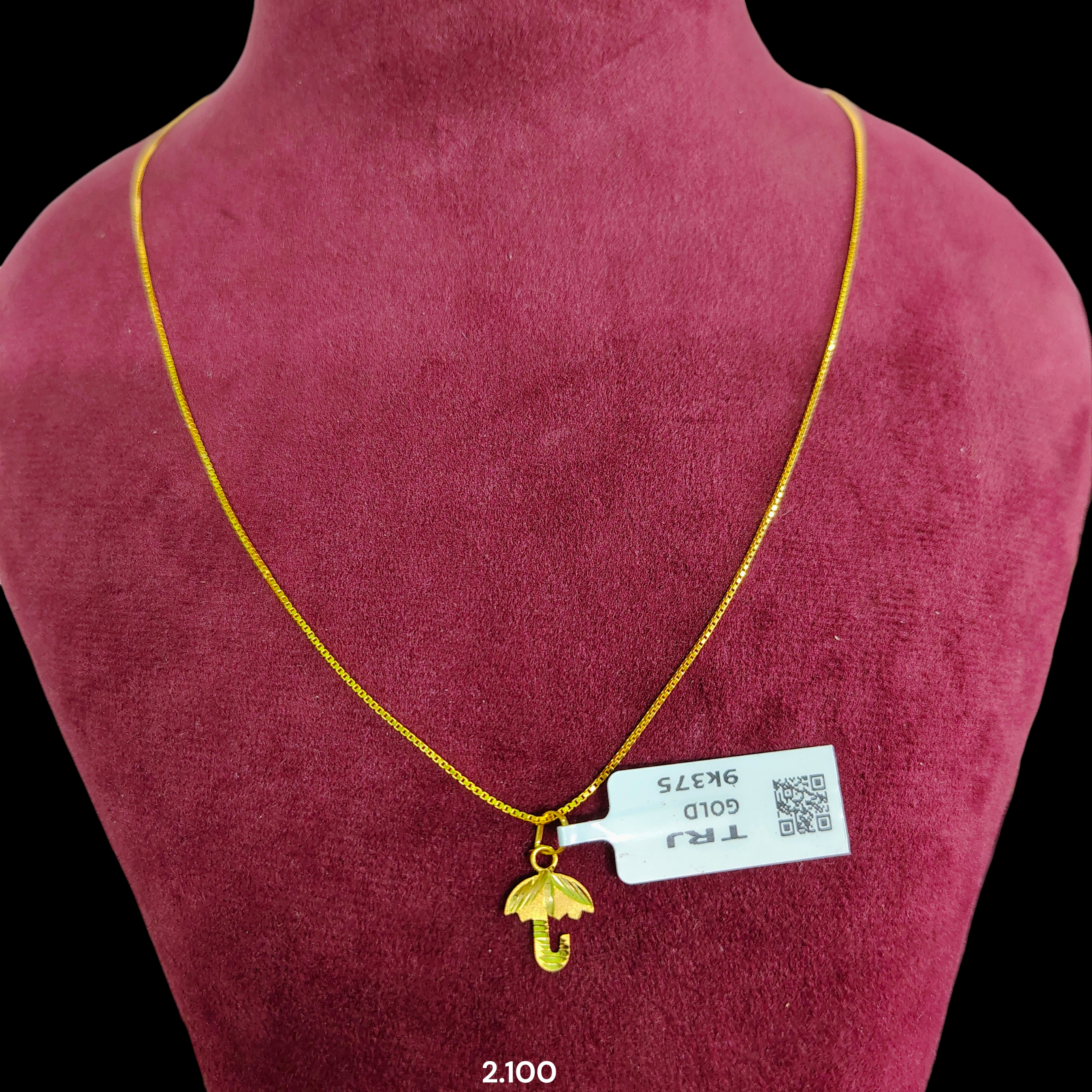 GOLD CHAIN- (WGT: 2.100 GM APPROX) BIS CERTIFIED HUID HALLMARK 9KT GOLD CHAIN WITH PENDANT (17 INCH) 1 PIECE FOR WOMEN.