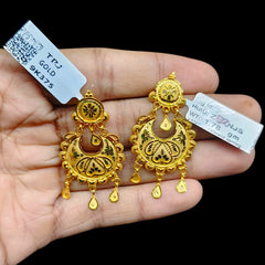 GOLD EARRINGS- (GU637X)-(ZBZNJS) (WGT: 3.560 GM APPROX) BIS CERTIFIED HUID HALLMARK 9KT GOLD EARRINGS 1 PAIR FOR WOMEN (BEST FOR GIFT IN MARRIAGE).