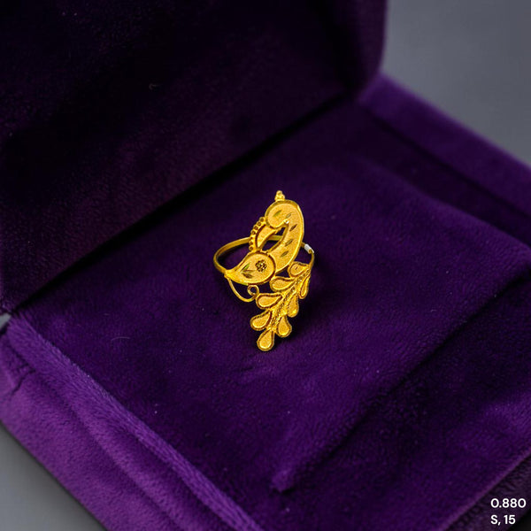 LADIES RING- (P4QMGZ) (SIZE: 15) (WGT: 0.880 GM APPROX) BIS CERTIFIED HUID HALLMARK 9KT GOLD FINGER RING FOR WOMEN 1 PIECE
