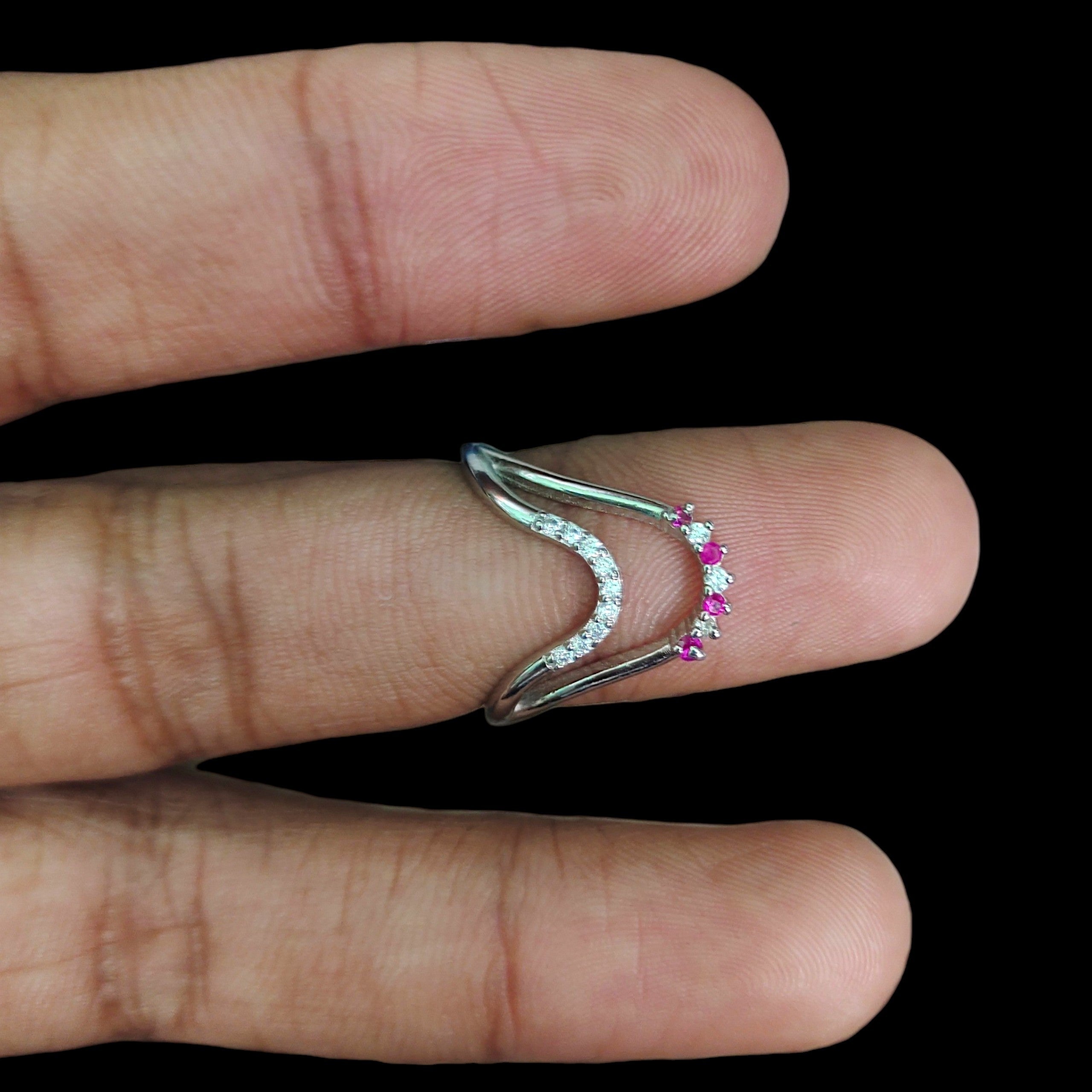 SILVER RING- SIZE:10 (WGT: 2.060 GM APPROX) HALLMARK 925 SILVER FINGER RING 1 PIECE FOR WOMEN (V RING BANKOK IMPORTED DESIGN)- NON EXCHANGEABLE -(SOLD ON MRP).