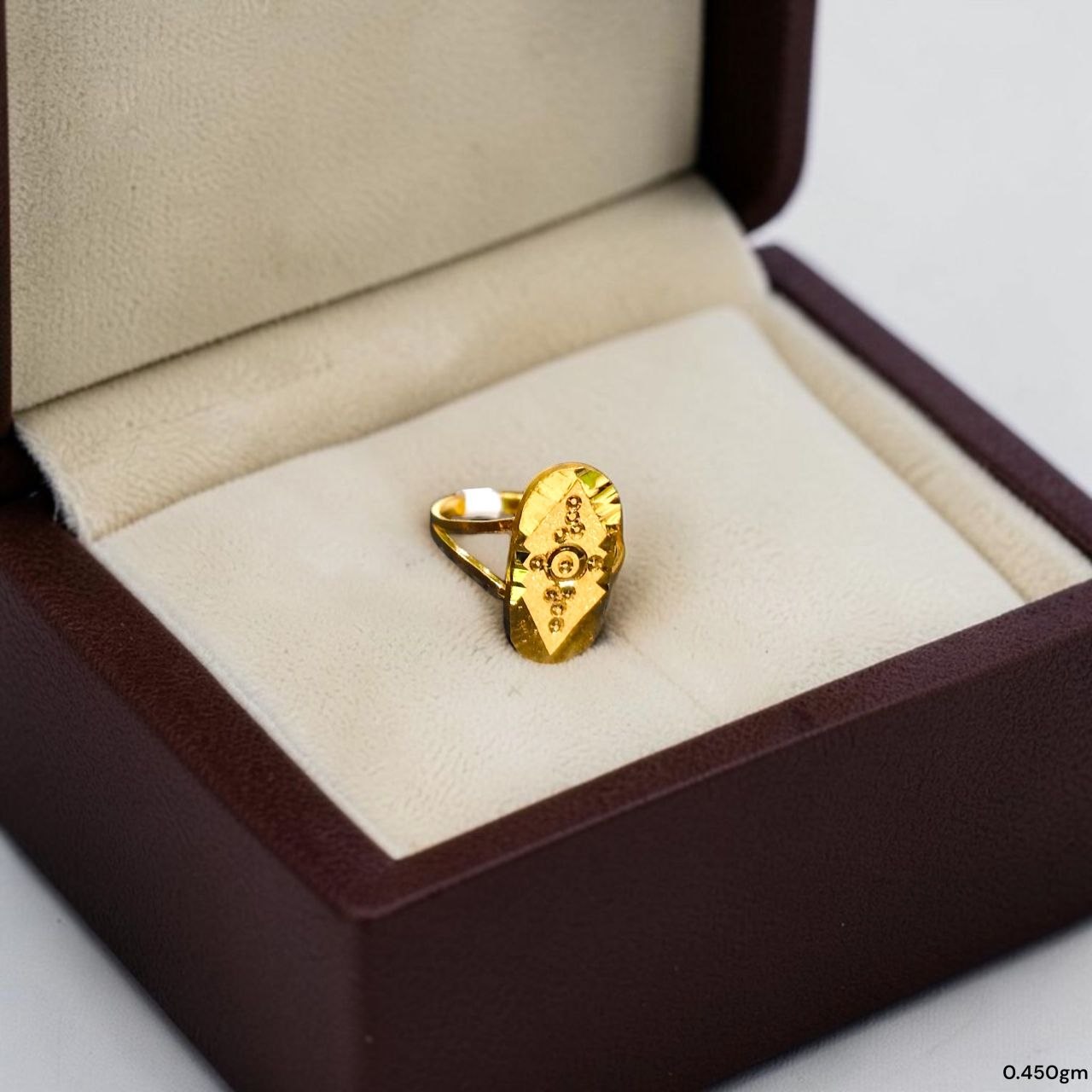 BABY JEWELLERY- TRJ WGT: 0.450 GM APPROX 22KT HUID HALLMARK GOLD BABY FINGER RING 1 PIECE FOR RICE CEREMONY & BIRTHDAY.