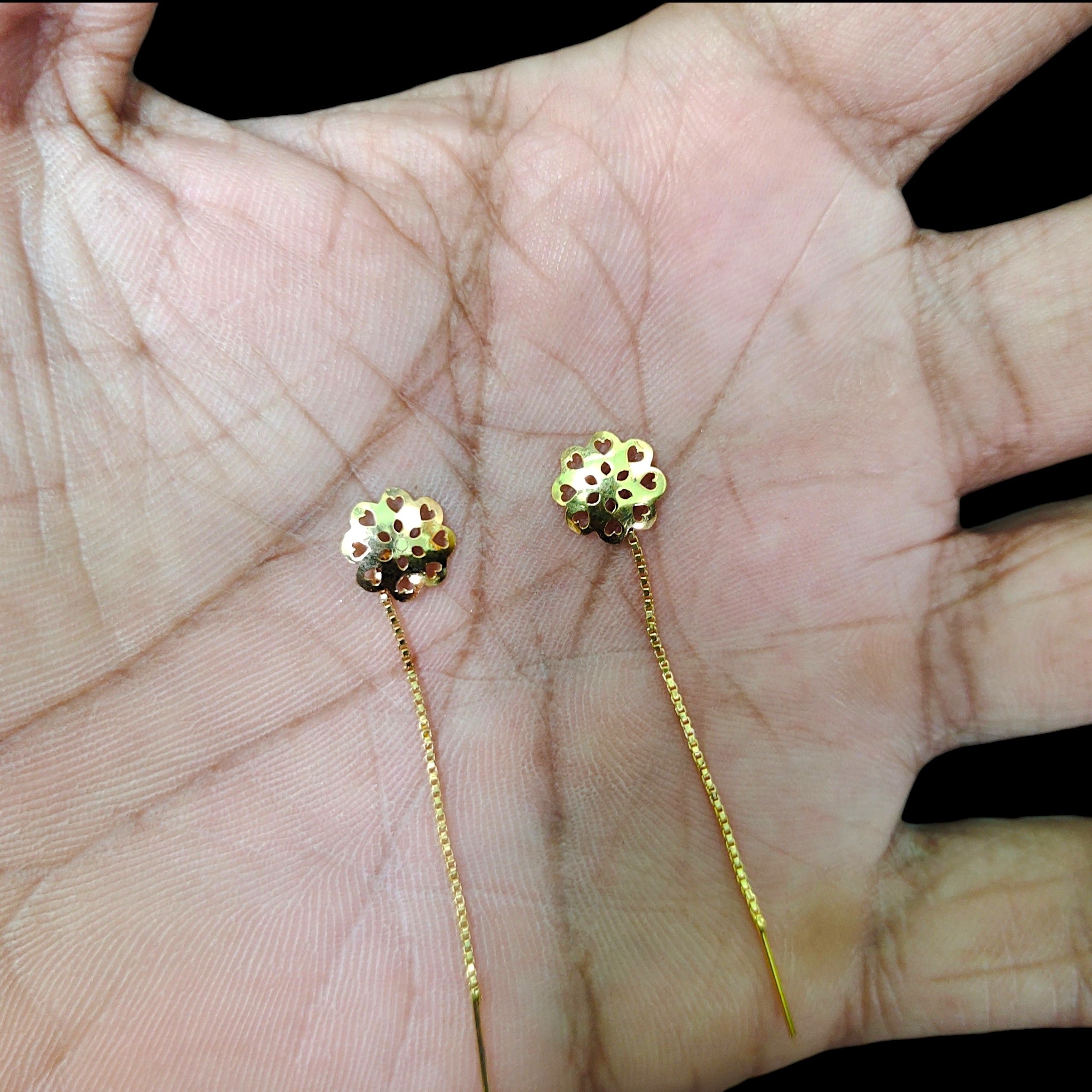 GOLD SUIDHAGA- (WGT: 0.490 GM APPROX) BIS CERTIFIED HUID HALLMARK 9KT GOLD SUIDHAGA EARRINGS (1 PAIR) FOR WOMEN.