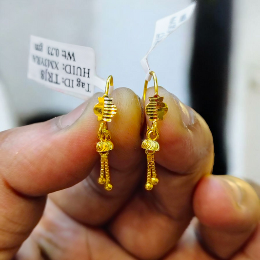 (GER22) BIS CERTIFIED WGT: 1.460 GM APPROX HUID HALLMARK 916 22KT GOLD SAFETIPIN EARRINGS 1 PAIR FOR WOMEN.