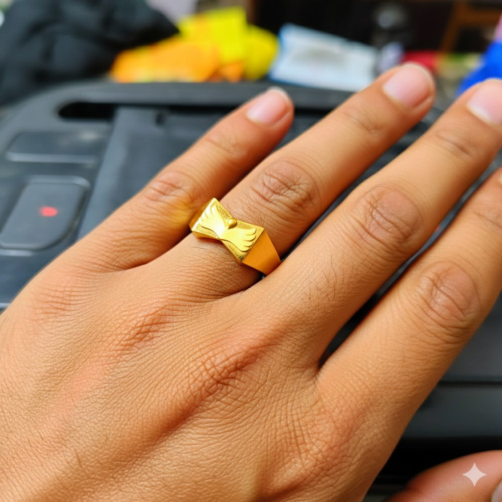 (GGFR9) TRJ (SIZE: 19) WGT: 1.040 GM APPROX BIS CERTIFIED HUID HALLMARK 9KT GOLD FINGER RING FOR MEN 1 PIECE FOR REGULAR USE.