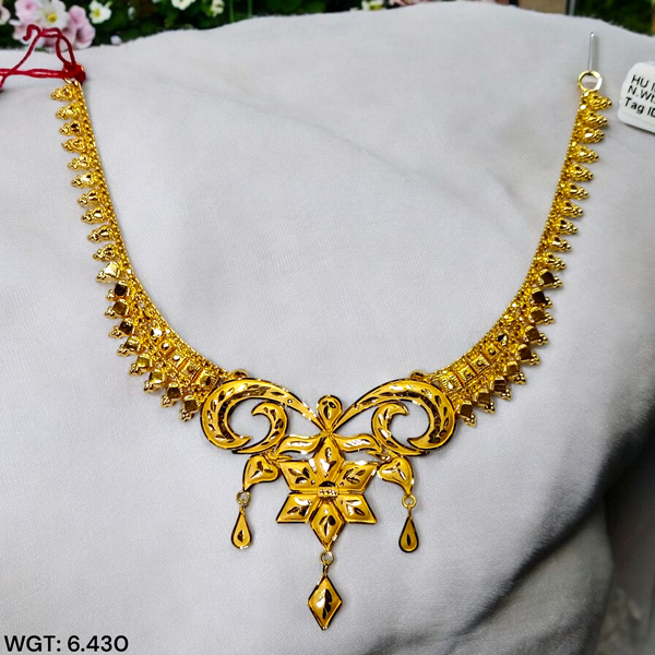 (GCN22) BIS CERTIFIED HUID HALLMARK 916 22KT GOLD NECKLACE CHOKER (APPROX WGT: 6.430 GM) 1 PIECE FOR WOMEN.