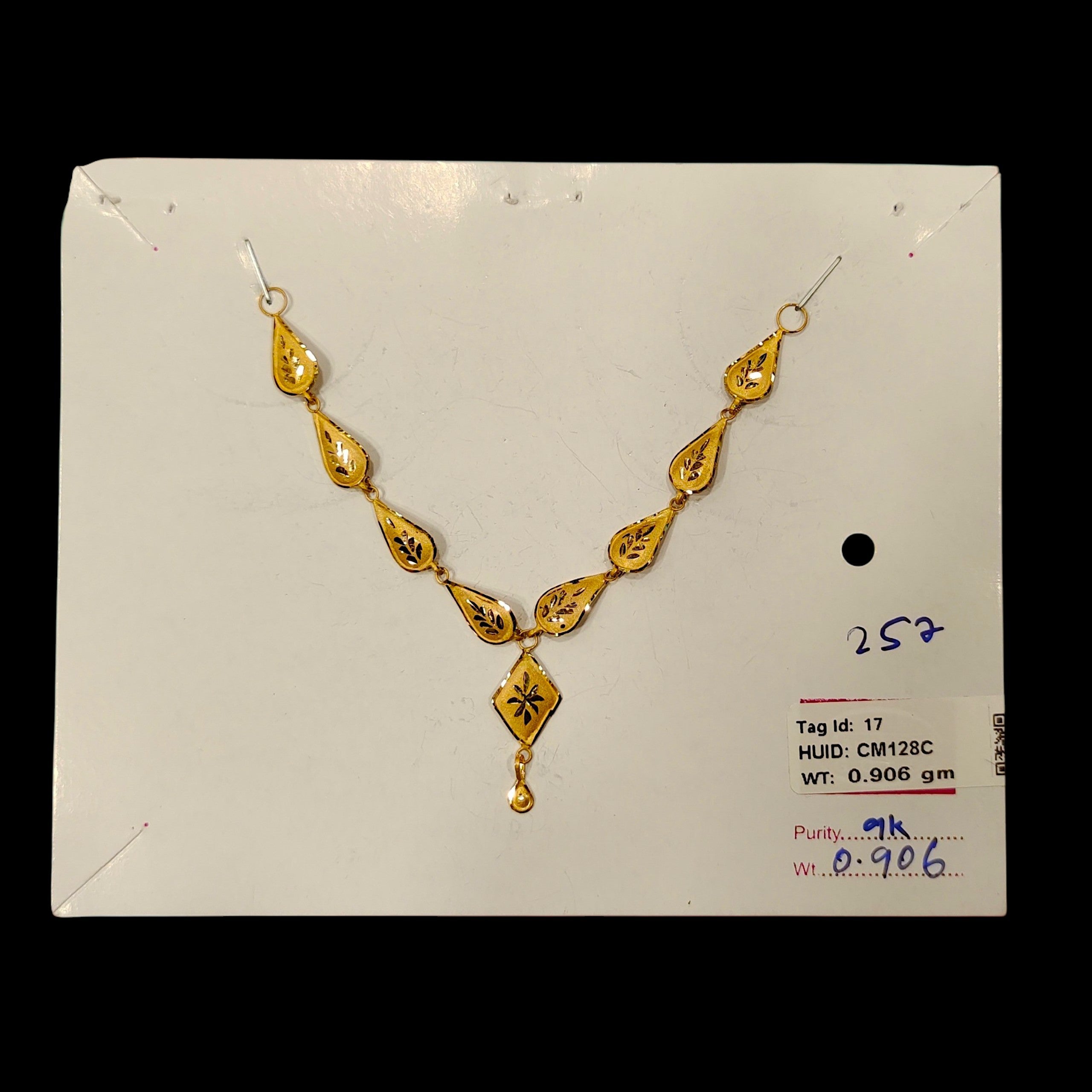 GCN9K-(WGT: 0.906 GM APPROX) BIS CERTIFIED HUID HALLMARK 9KT GOLD NECKLACE 1 PIECE FOR WOMEN.(CM128C)