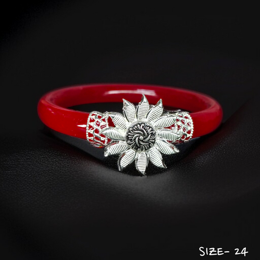 (SSP) (SIZE- 24) 925 ORIGINAL SILVER MUKH POLA BANGLES FOR WOMEN 1 PC - SOLD AS MRP BY RAJLAXMI.