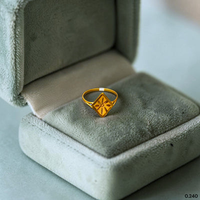 BABY JEWELLERY- TRJ (UGY1TY) (WGT: 0.240 GM APPROX) 375 9KT HUID HALLMARK GOLD BABY FINGER RING 1 PIECE FOR RICE CEREMONY & BIRTHDAY.