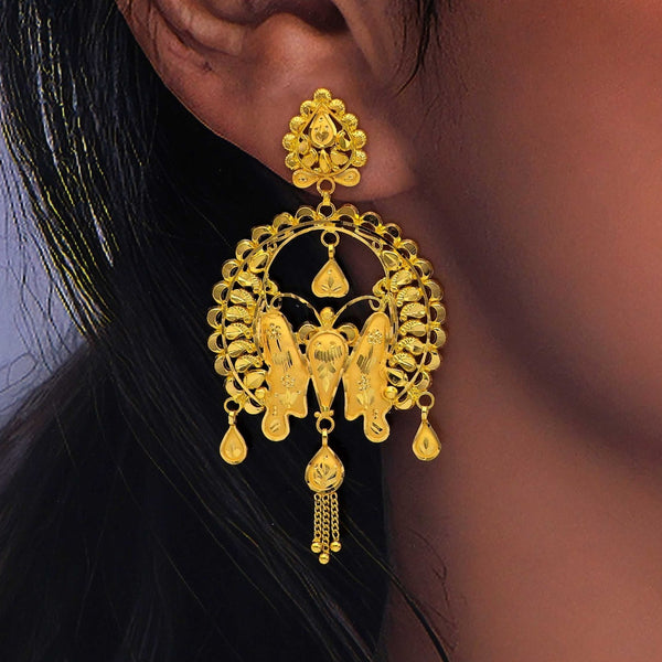 MADE TO ORDER (GEK22) BIS CERTIFIED HUID HALLMARK 916 22KT GOLD KANBALA EARRINGS WGT: 8.900 GM APPROX (1 PAIR) FOR WOMEN (BLUE TAG PREMIUM SEGMENT JEWELLERY) -DELIVERY IN 25 DAYS.