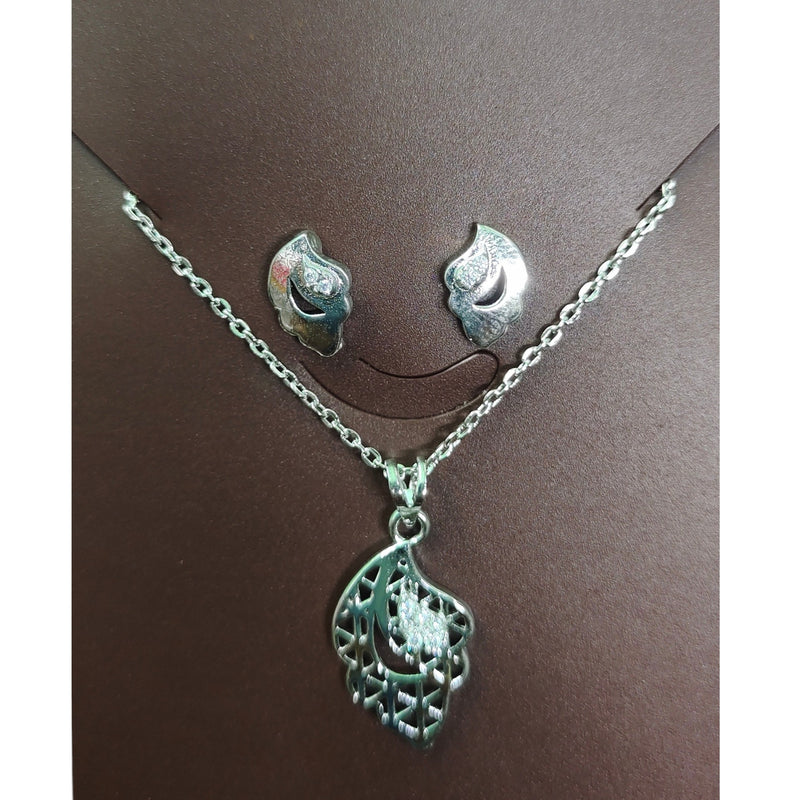 SILVER LOCKE- 625 SILVER LOCKE SET WITH EARRINGS SOLD ON MRP) - *CHAIN INCLUDED* (NON EXCHANGEABLE ITEM)