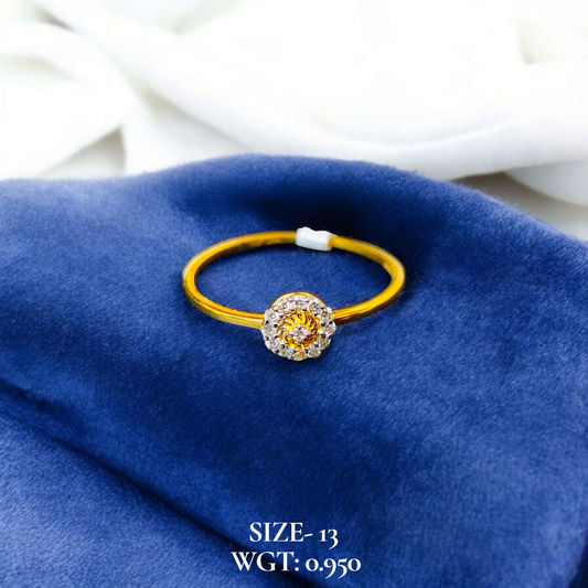 RAJLAXMI DIAMOND JEWELLERY (SIZE:13) - WGT: 0.950 GM - NATURAL DIAMOND (0.07 CENT) HUID HALLMARK 18KT DIAMOND FINGER RING FOR WOMEN WITH CERTIFICATE OF AUTHENTICITY BY ZORBA (DESIGN NO: LRAP1655).