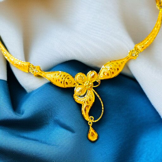 (GCN22) BIS CERTIFIED HUID HALLMARK 916 22KT GOLD NECKLACE CHOKER (APPROX WGT: 2.520 GM) 1 PIECE FOR WOMEN.