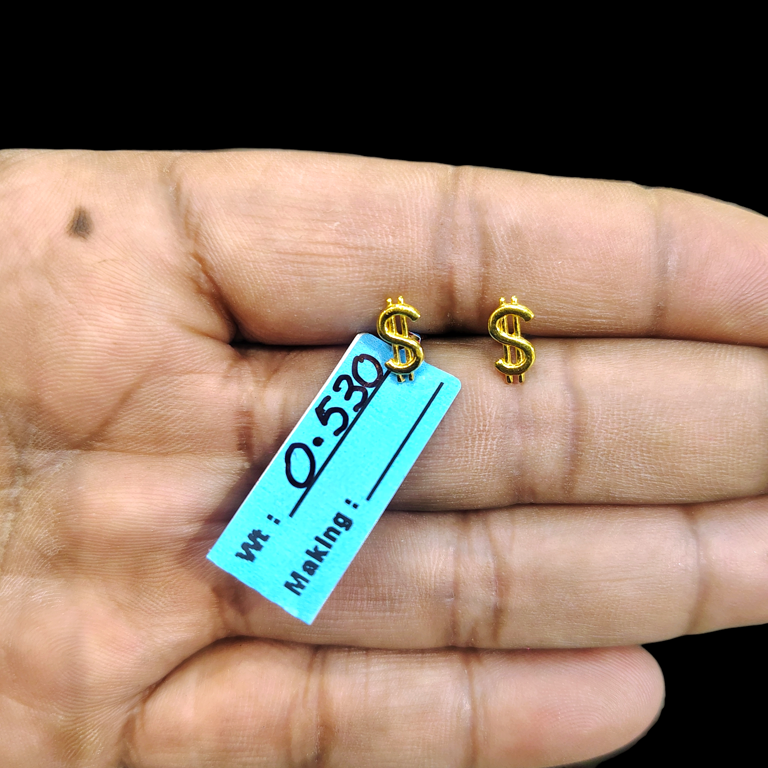 BABY JEWELLERY STUD EARRING- TRJ BABY TOPS WGT: 0.530 GM APPROX BIS CERTIFIED HUID HALLMARK 9KT GOLD STUD EARRINGS FOR WOMEN 1 PAIR FOR REGULAR USE.