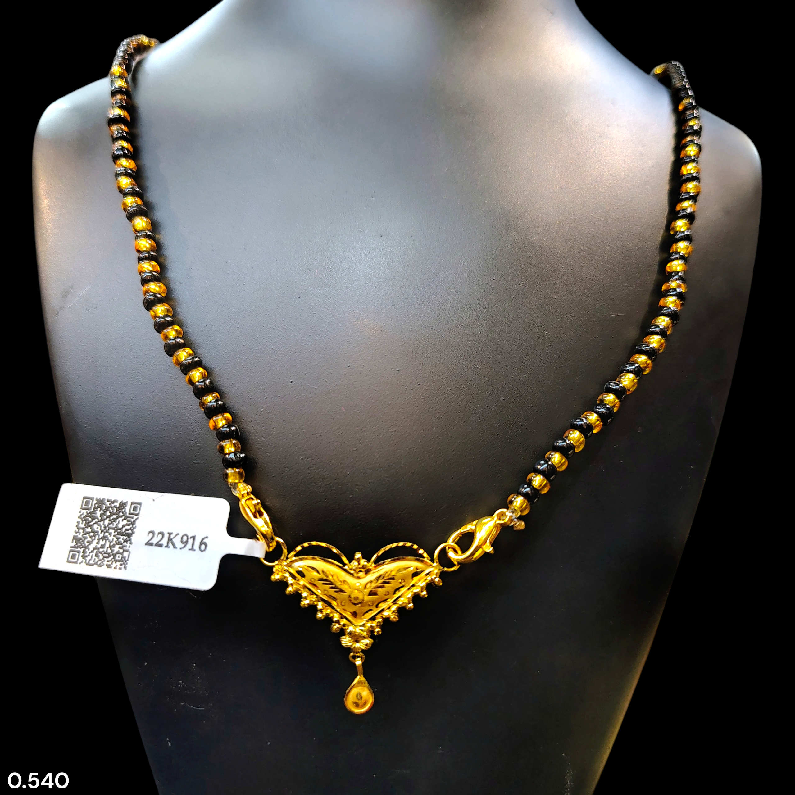 GOLD PENDANT- WGT: 0.540 GM APPROX 22KT HUID HALLMARK GOLD PENDANT MANGALSUTRA 1 PIECE WITH TASSEL.
