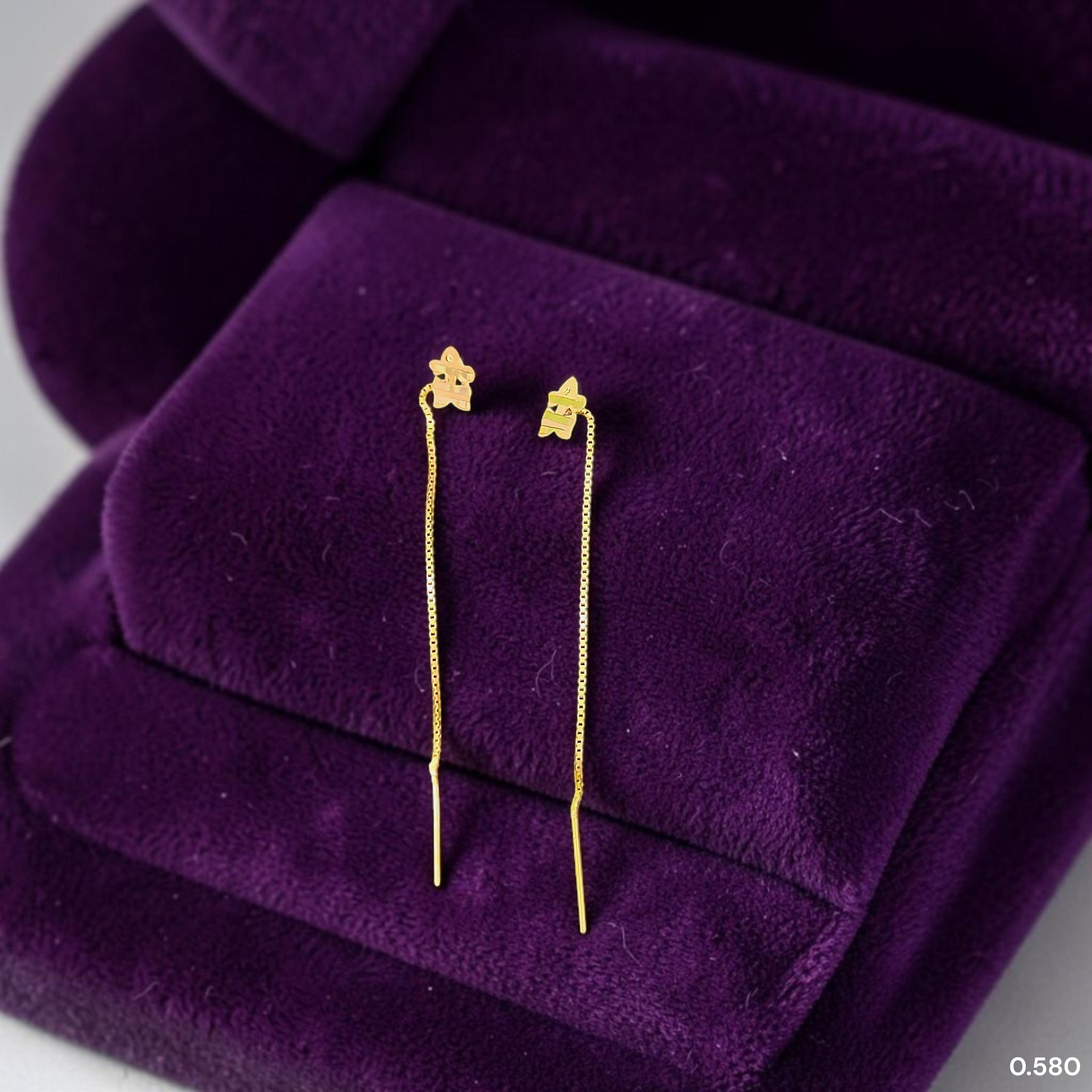 GOLD SUIDHAGA- (WGT: 0.580 GM APPROX) BIS CERTIFIED HUID HALLMARK 9KT GOLD SUIDHAGA EARRINGS (1 PAIR) FOR WOMEN.