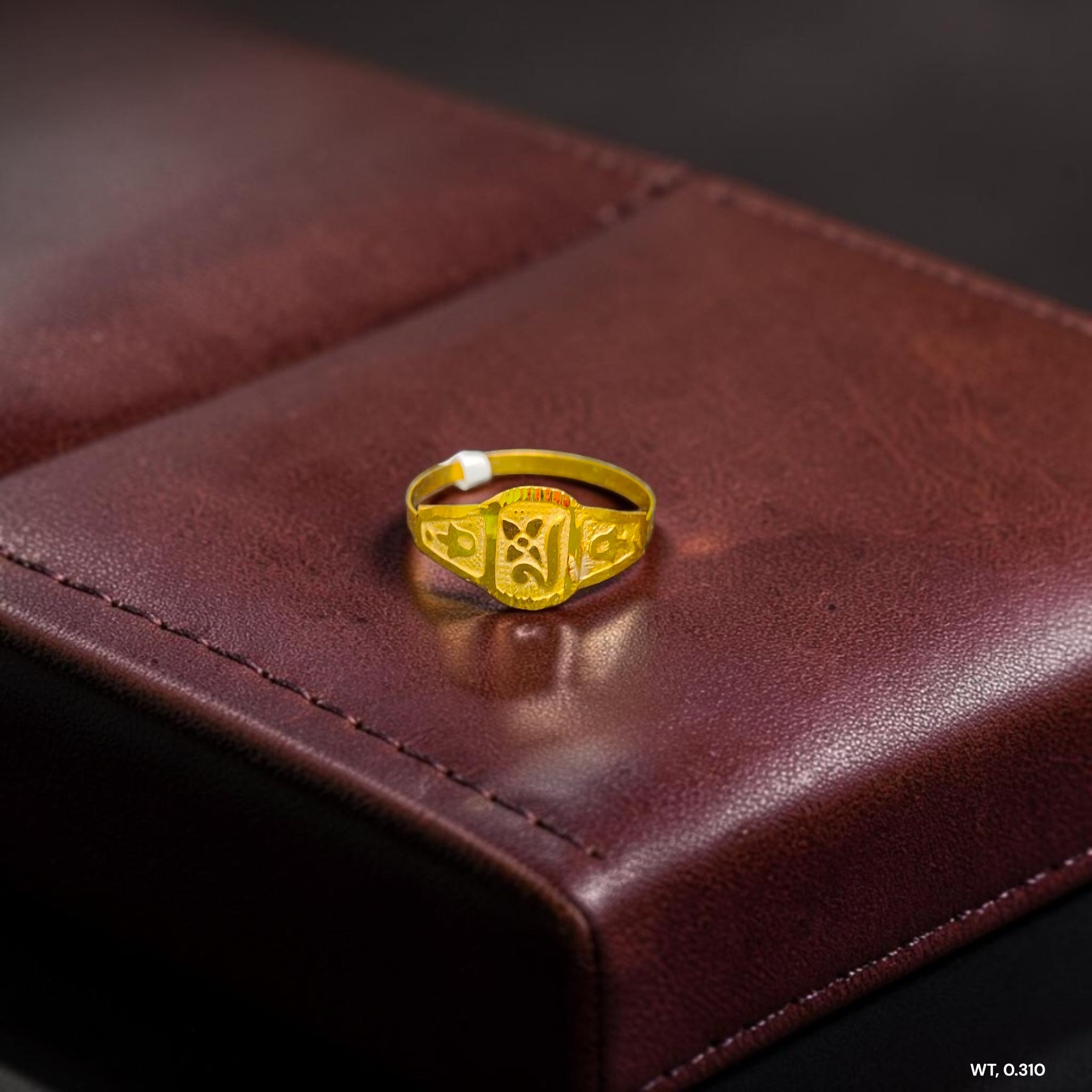 BABY JEWELLERY- TRJ WGT: 0.310 GM APPROX 375 9KT HUID HALLMARK GOLD BABY FINGER RING 1 PIECE FOR RICE CEREMONY & BIRTHDAY.
