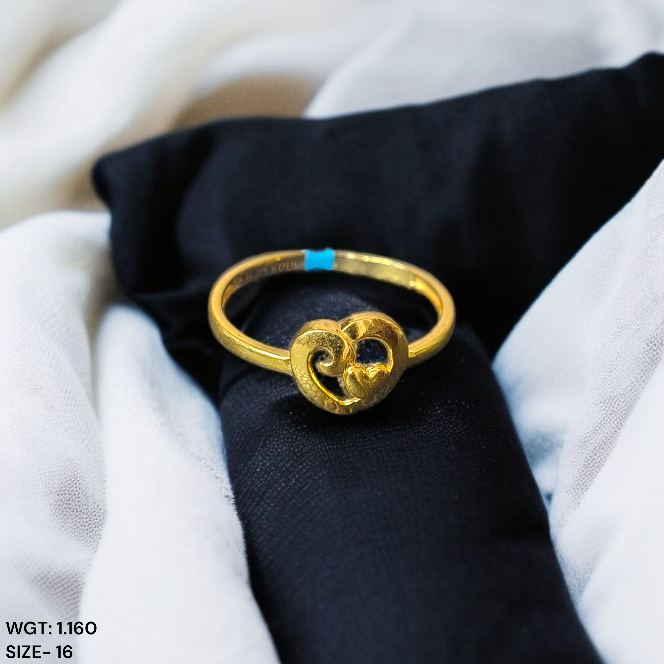 (GLFR9) TRJ (SIZE: 16) WGT: 1.160 GM APPROX BIS CERTIFIED HUID HALLMARK 9KT GOLD FINGER RING FOR WOMEN 1 PIECE FOR REGULAR USE.