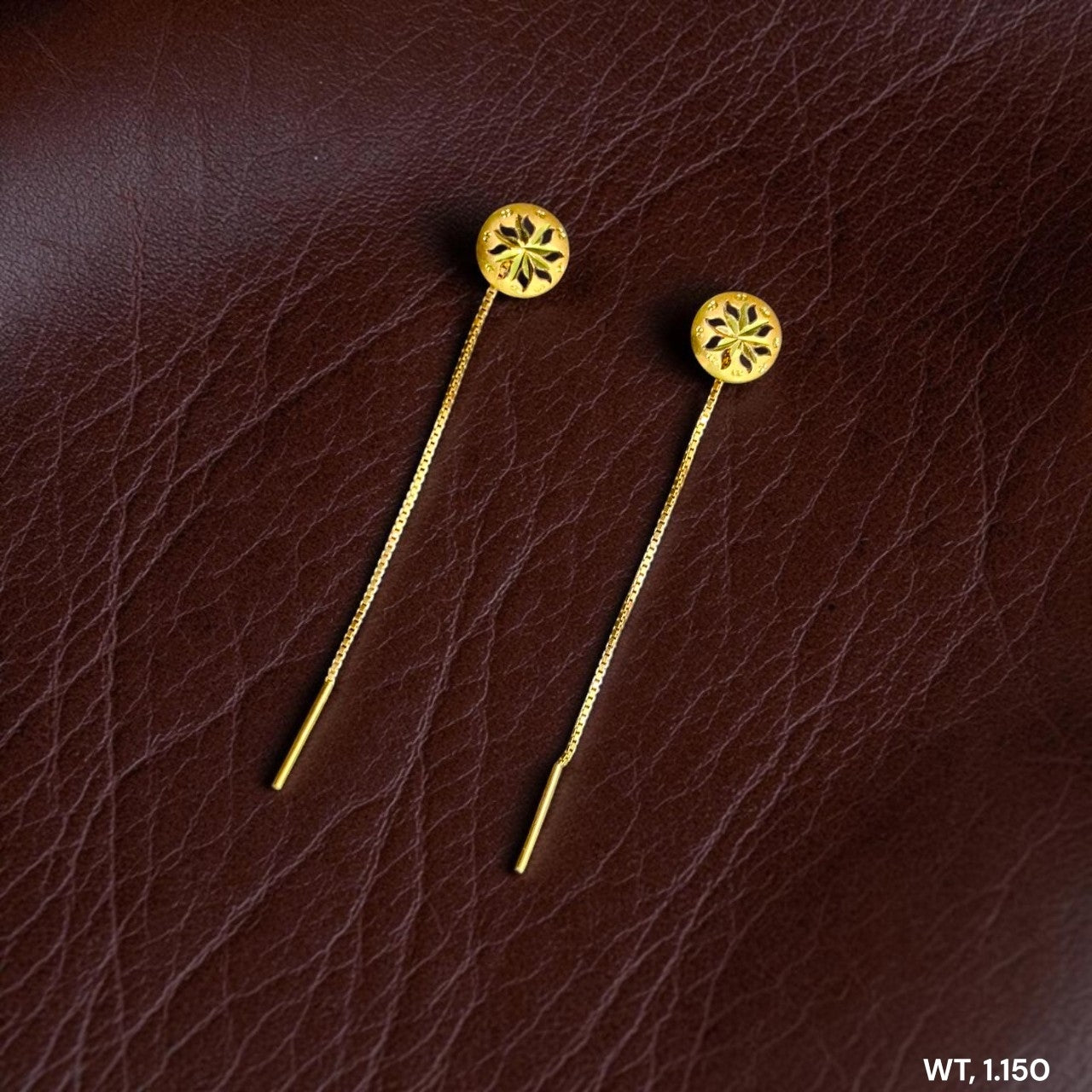GOLD SUIDHAGA- (WGT: 1.150 GM APPROX) BIS CERTIFIED HUID HALLMARK 9KT GOLD SUIDHAGA EARRINGS (1 PAIR) FOR WOMEN.