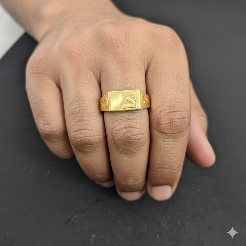 GENTS RING- TRJ (SIZE:19) WGT: 1.140 GM APPROX BIS CERTIFIED HUID HALLMARK 9KT GOLD FINGER RING FOR MEN 1 PIECE.(DEMPKW)