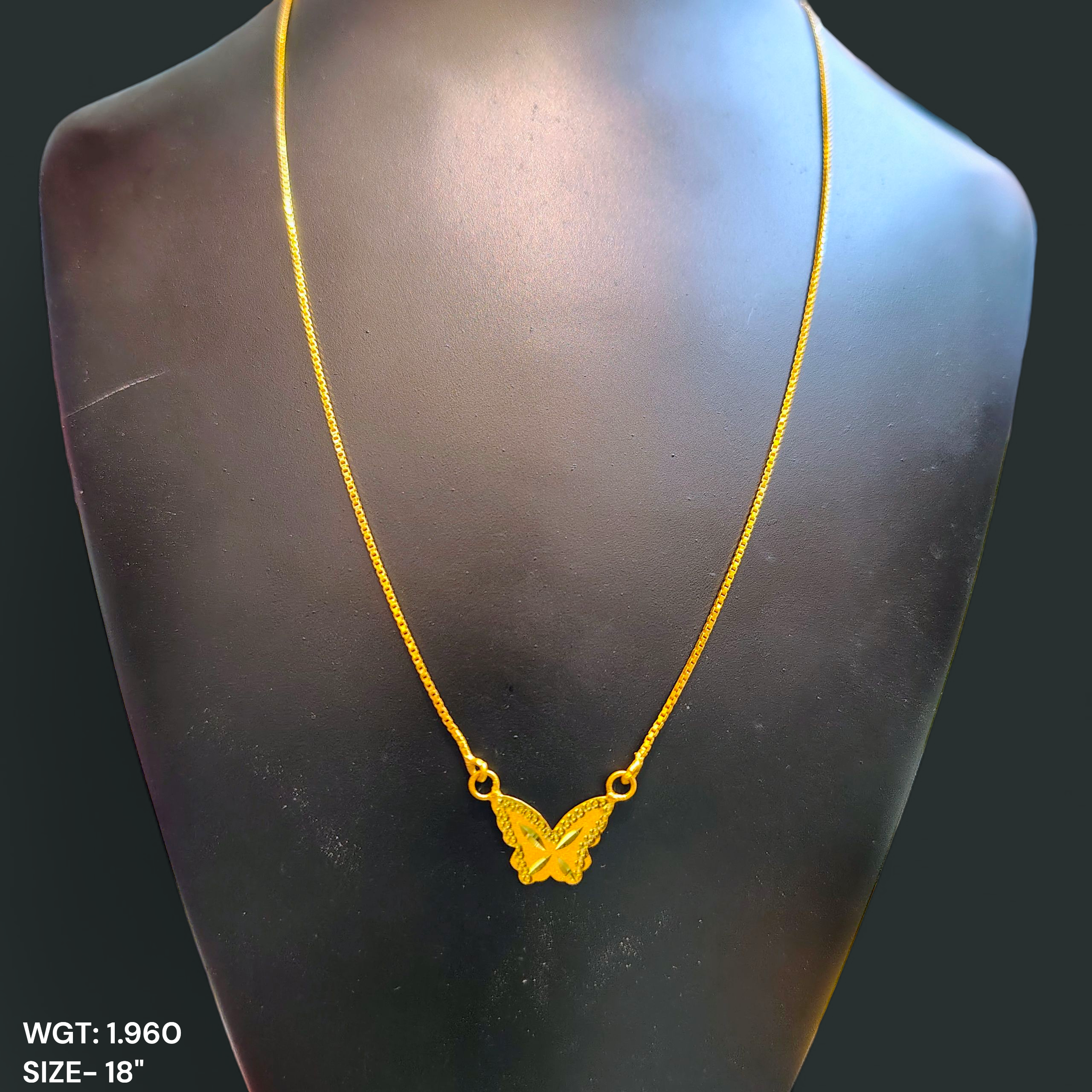 GCH-(WGT: 1.960 GM APPROX) BIS CERTIFIED HUID HALLMARK 9KT GOLD CHAIN WITH PENDANT (18 INCH) 1 PIECE FOR WOMEN.