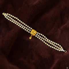 GMC9K- (WGT: 0.230 GM APPROX) BIS CERTIFIED HUID HALLMARK 375 9KT GOLD MOTI CHOKER 1 PIECE WITH ADJUSTABLE TASSEL FOR GIFT IN MARRIAGE.