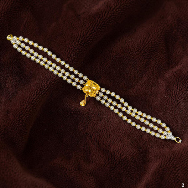 GMC9K- (WGT: 0.230 GM APPROX) BIS CERTIFIED HUID HALLMARK 375 9KT GOLD MOTI CHOKER 1 PIECE WITH ADJUSTABLE TASSEL FOR GIFT IN MARRIAGE.
