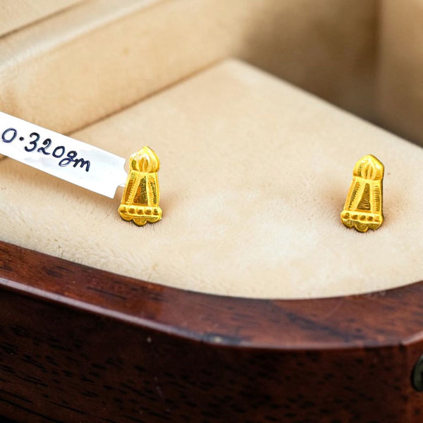 GOLD TOPS- BIS CERTIFIED (WGT: 0.320 GM APPROX) HUID HALLMARK 375 9KT GOLD TOPS 1 PAIR BEST FOR MARRIAGE GIFT.