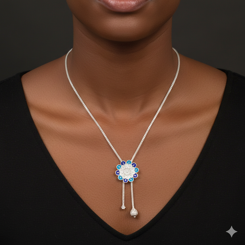 SILVER NECKLACE- CERTIFIED HALLMARK 925 SILVER TYE CHAIN 1 PIECE APPROX WGT: 22.250 GM FOR BEAUTIFUL WOMEN.