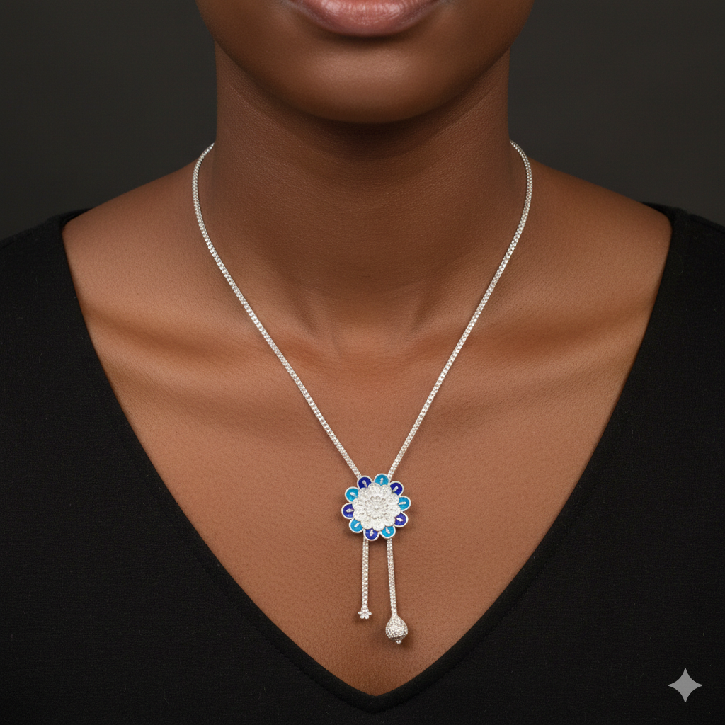 SILVER NECKLACE- CERTIFIED HALLMARK 925 SILVER TYE CHAIN 1 PIECE APPROX WGT: 22.250 GM FOR BEAUTIFUL WOMEN.