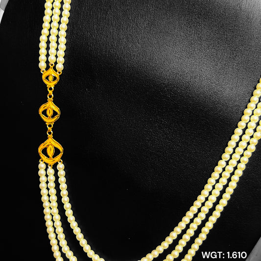 TRJ WGT: 1.610 GM APPROX 22KT HUID HALLMARK GOLD MOTI NECKLACE LOHORI 1 PIECE WITH ADJUSTABLE TASSEL.