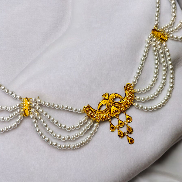 RAJLAXMI WGT: 2.950 GM APPROX HUID HALLMARK 22KT GOLD MOTI NECKLACE 1 PIECE WITH ADJUSTABLE TASSEL.