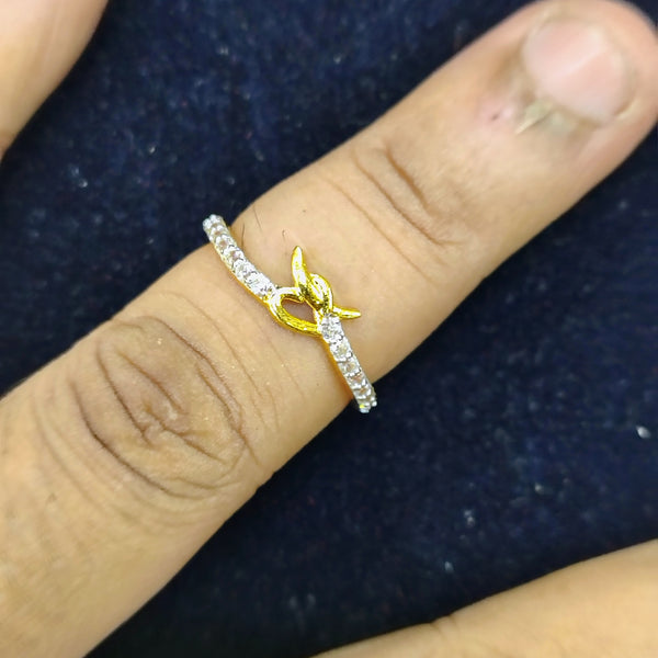 TRJ (SIZE: 12) CERTIFIED BIS HUID HALLMARK 750 18KT GOLD LADIES FINGER RING FOR WOMEN 1 PIECE (WGT: 1.160 GRAM APPROX) STUDDED WITH ITALIAN VVS QUALITY CZ STONE.