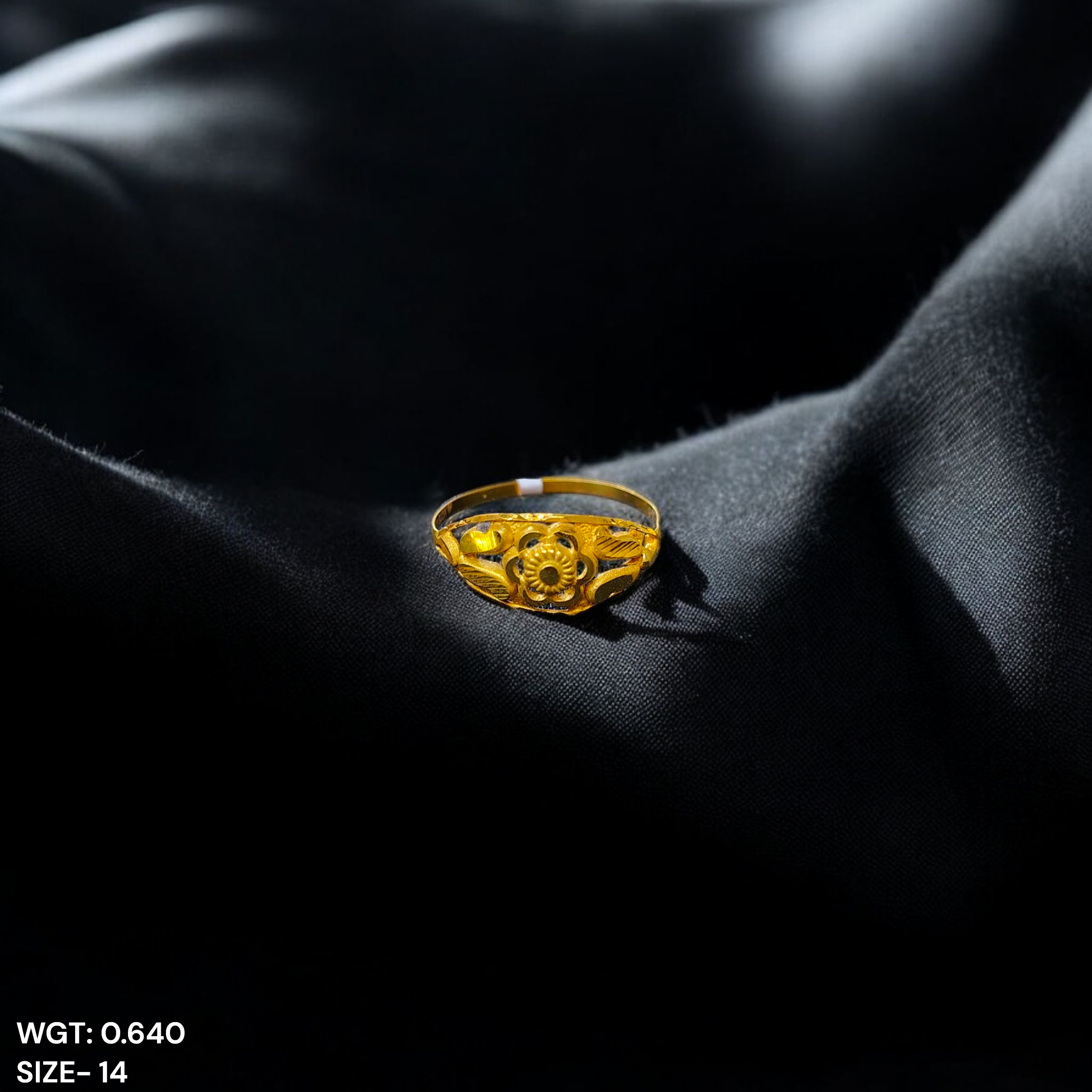 (GLFR9) TRJ (SIZE: 14) WGT: 0.640 GM APPROX BIS CERTIFIED HUID HALLMARK 9KT GOLD FINGER RING FOR WOMEN 1 PIECE FOR REGULAR USE.