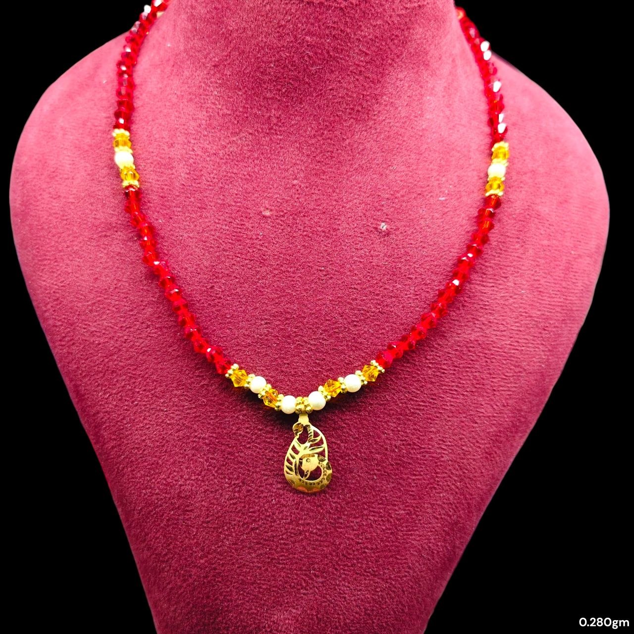 GOLD LOCKET- WGT: 0.280 GM APPROX BIS CERTIFIED HUID HALLMARK 22KT GOLD MOTI LOCKET 1 PIECE FOR WOMEN (WITH PUTI CHAIN).