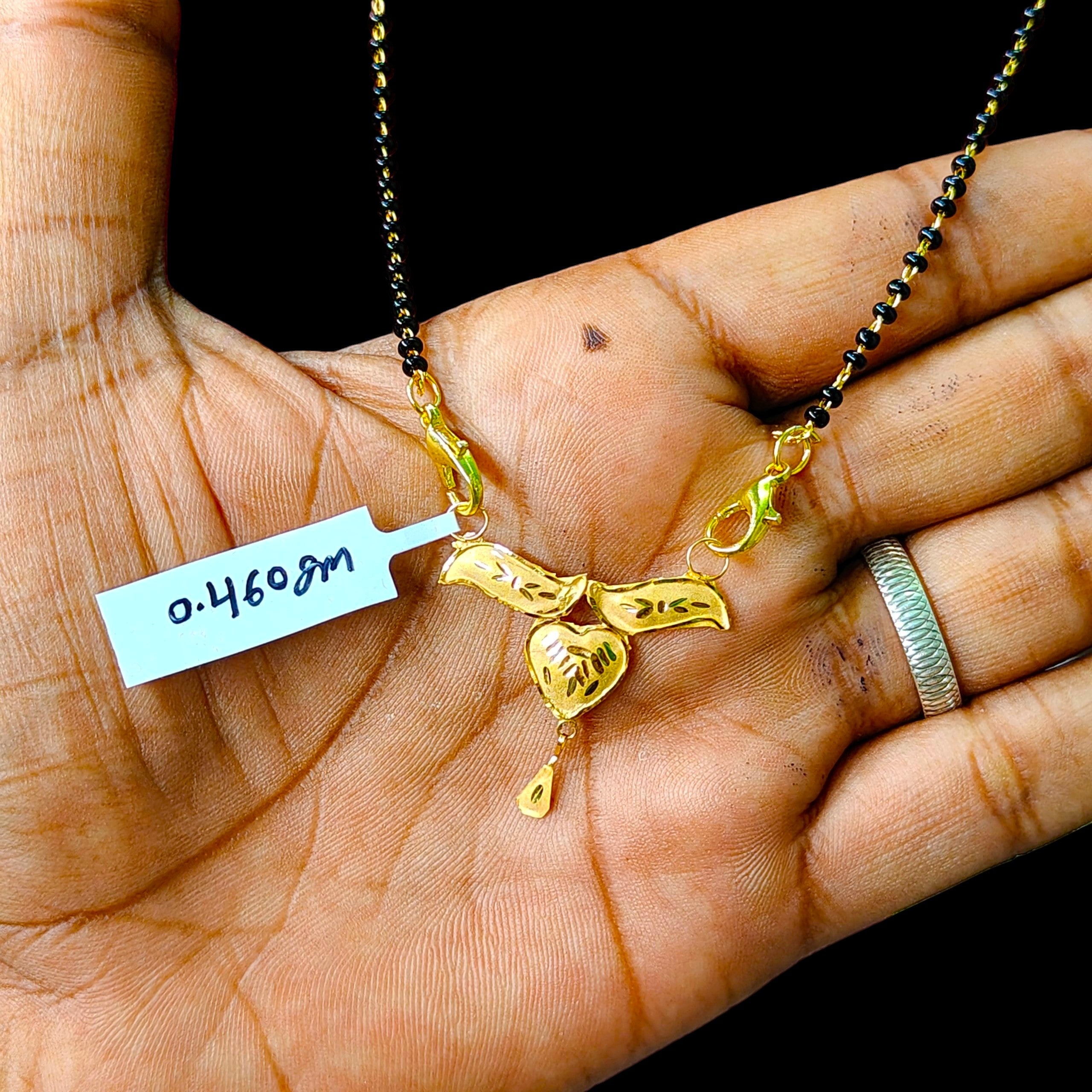 GOLD PENDANT- (WGT: 0.460 GM APPROX) BIS CERTIFIED HUID HALLMARK 375 9KT GOLD PENDANT FOR WOMEN 1 PIECE WITH FREE MANGALSUTRA & TASSEL.