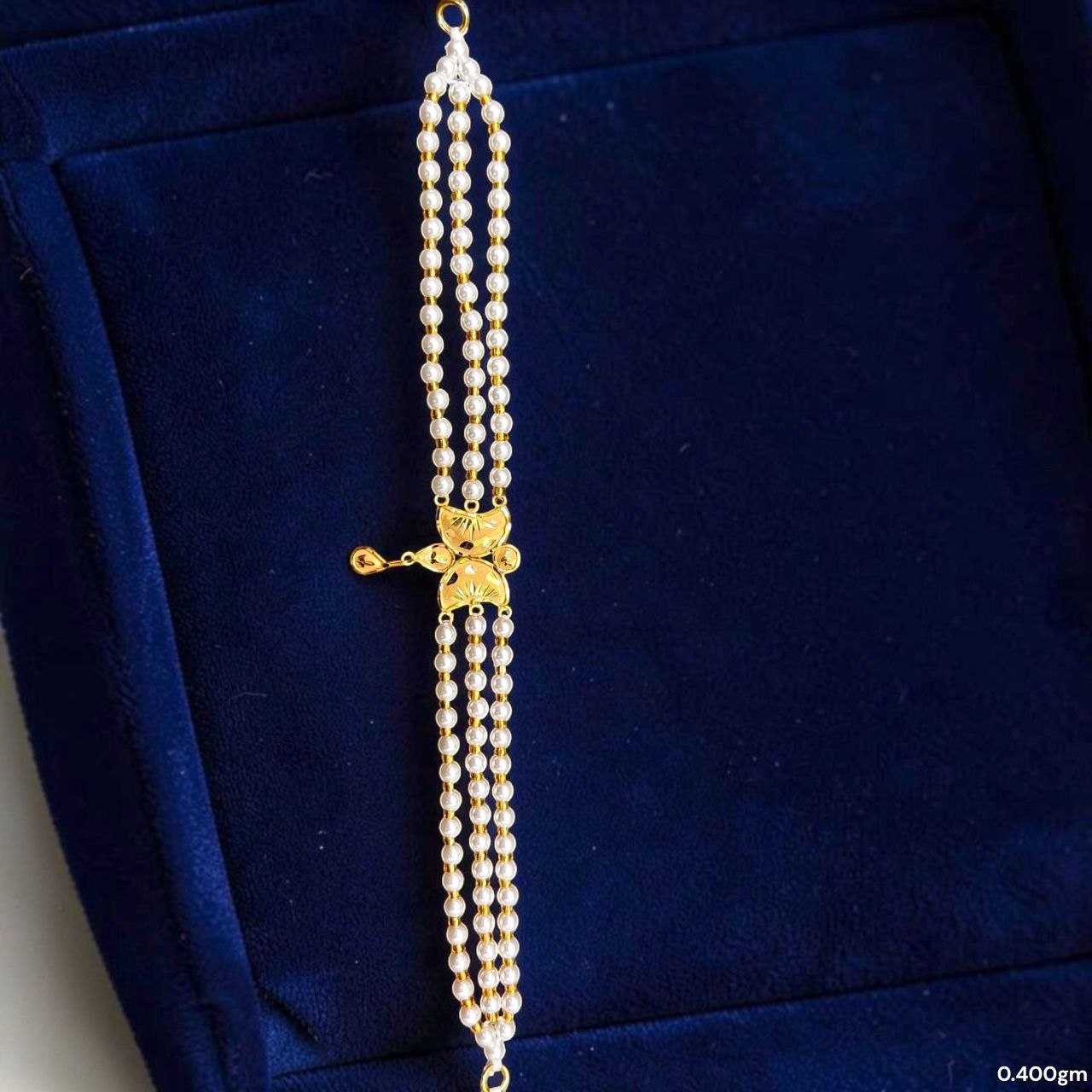 GOLD MOTI CHOKER- (WGT: 0.400 GM APPROX) BIS CERTIFIED HUID HALLMARK 375 9KT GOLD MOTI CHOKER 1 PIECE WITH ADJUSTABLE TASSEL FOR GIFT IN MARRIAGE.