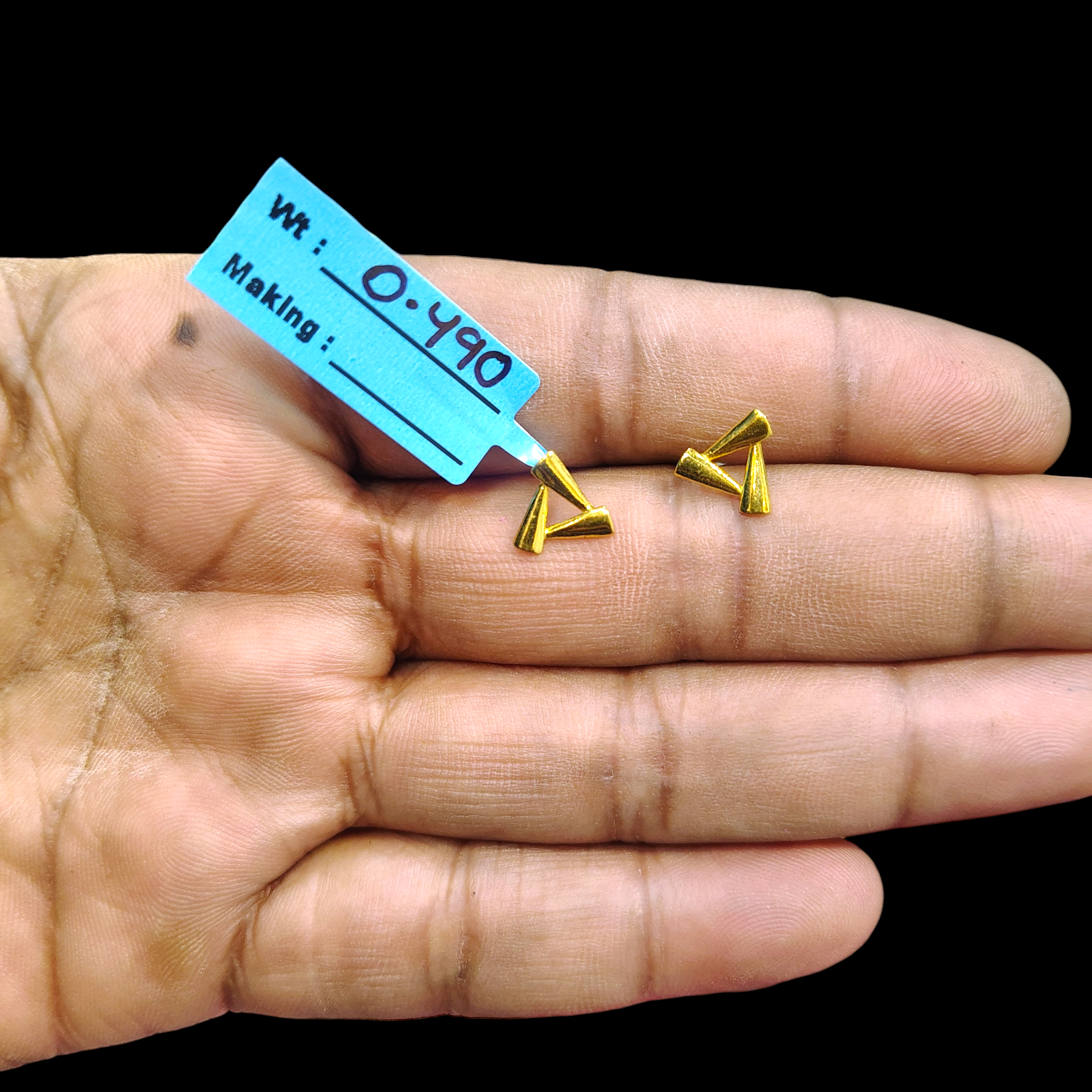 (GSE9) TRJ BABY TOPS WGT: 0.490 GM APPROX BIS CERTIFIED HUID HALLMARK 9KT GOLD STUD EARRINGS FOR WOMEN 1 PAIR FOR REGULAR USE.