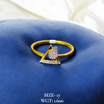 RAJLAXMI DIAMOND JEWELLERY (SIZE:17) - WGT: 1.600 GM - NATURAL DIAMOND (0.10 CENT) HUID HALLMARK 18KT DIAMOND FINGER RING FOR WOMEN WITH CERTIFICATE OF AUTHENTICITY BY ZORBA (DESIGN NO: LRAP4694).