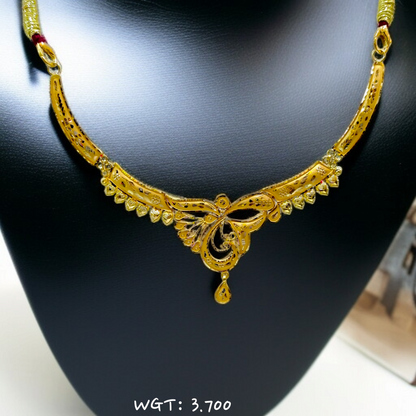 RAJLAXMI WGT: 3.700 GM APPROX HUID HALLMARK 22KT GOLD NECKLACE 1 PIECE WITH ADJUSTABLE TASSEL.