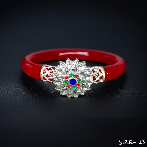 (SSP) (SIZE- 23) 925 ORIGINAL SILVER MUKH POLA BANGLES FOR WOMEN 1 PC - SOLD AS MRP BY RAJLAXMI.