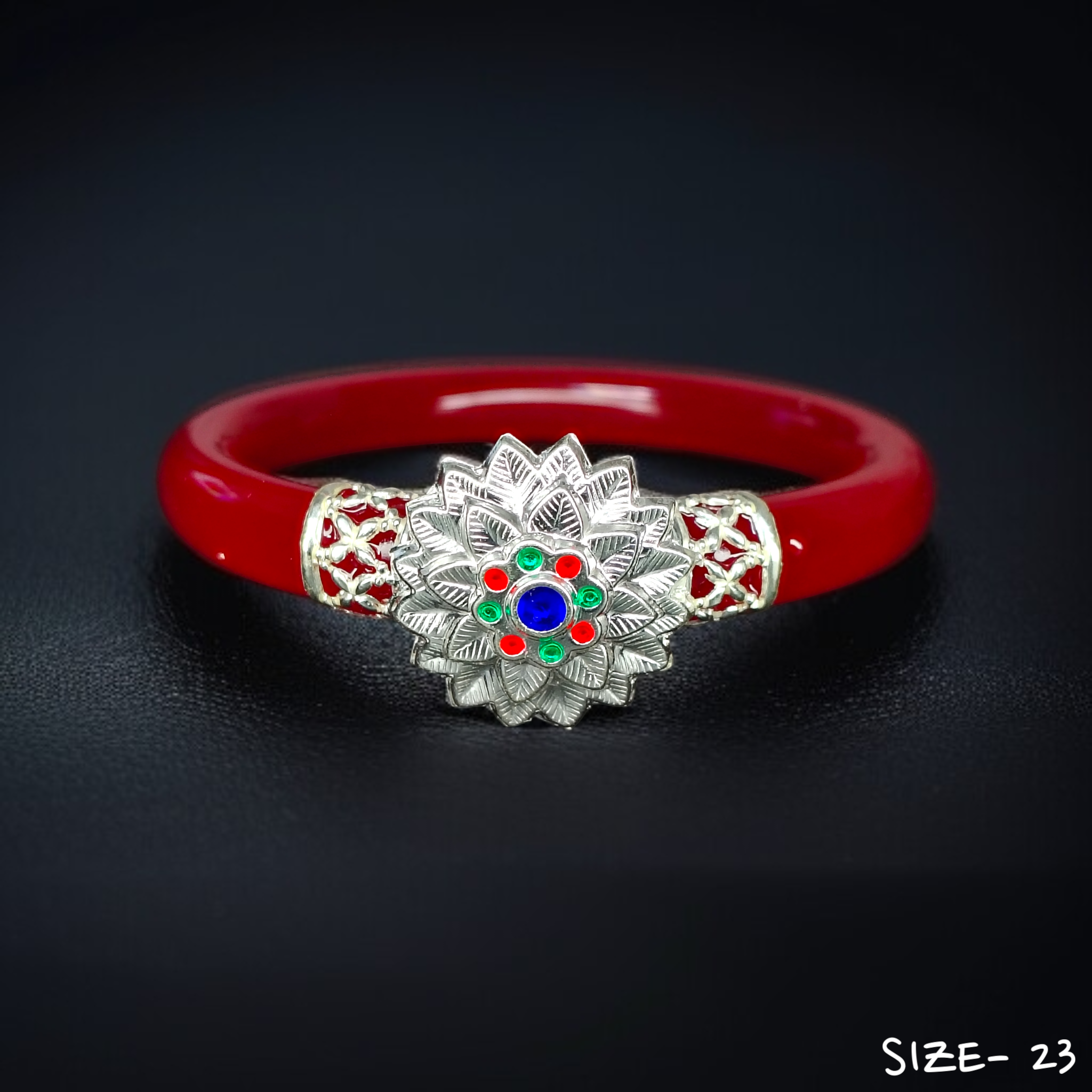 (SPB) (SIZE- 23) 925 ORIGINAL SILVER MUKH POLA BANGLES FOR WOMEN 1 PC - SOLD AS MRP BY RAJLAXMI.