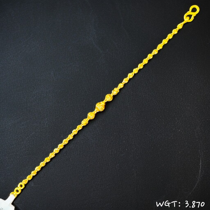 TRJ SIZE- ADJUSTABLE WGT: 3.870 GM APPROX HUID HALLMARK 22KT GOLD WRISTLET 1 PIECE FOR WOMEN.