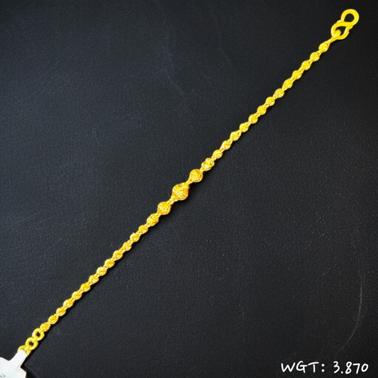 TRJ SIZE- ADJUSTABLE WGT: 3.870 GM APPROX HUID HALLMARK 22KT GOLD WRISTLET 1 PIECE FOR WOMEN.