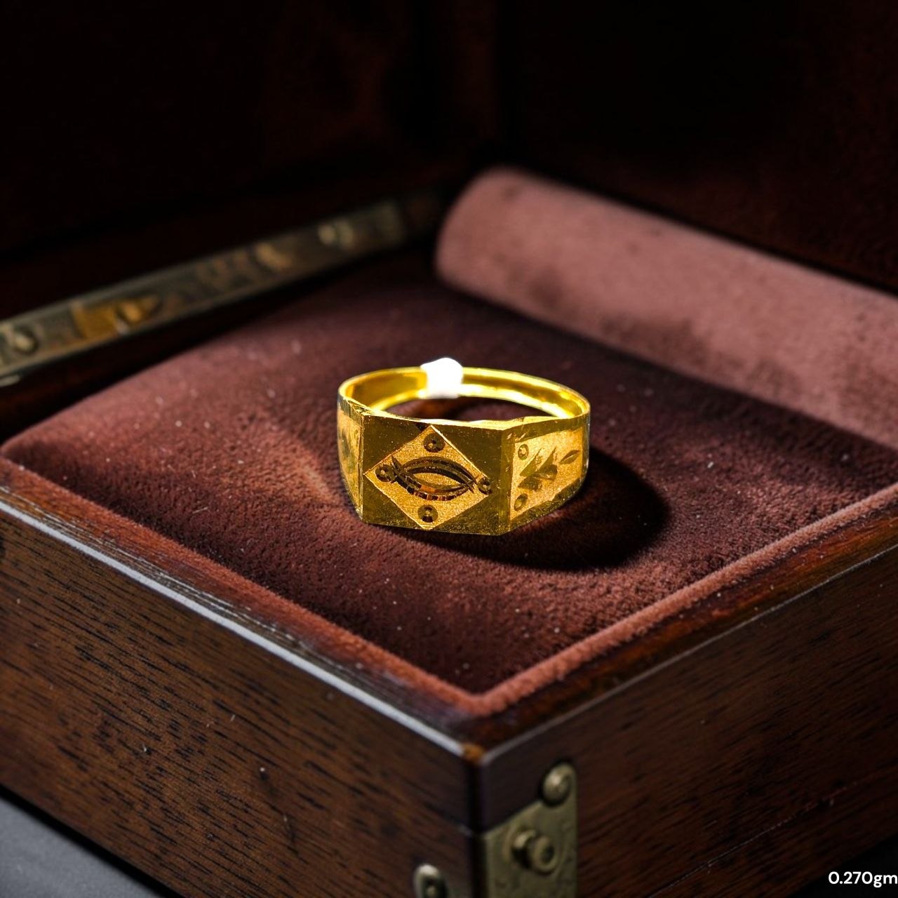 BABY JEWELLERY- TRJ WGT: 0.270 GM APPROX 375 9KT HUID HALLMARK GOLD BABY FINGER RING 1 PIECE FOR RICE CEREMONY & BIRTHDAY.(SXGW5R)
