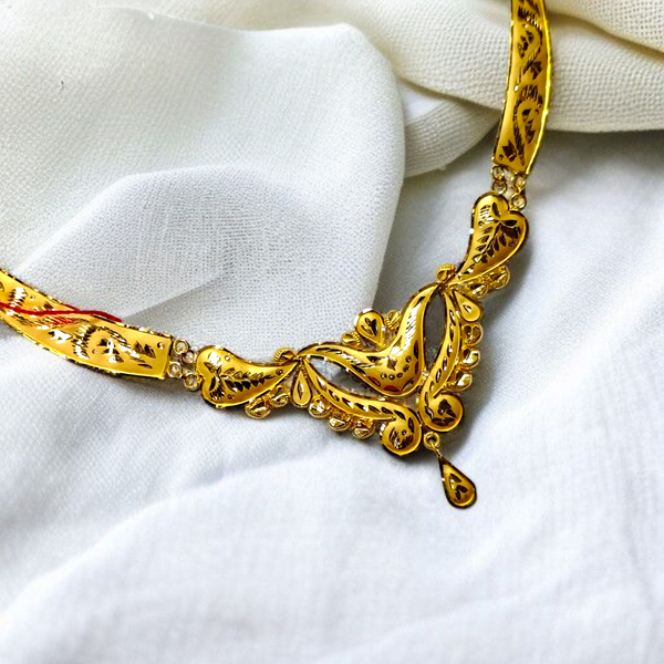 (GCN22) BIS CERTIFIED HUID HALLMARK 916 22KT GOLD NECKLACE CHOKER (APPROX WGT: 3.650 GM) 1 PIECE FOR WOMEN.