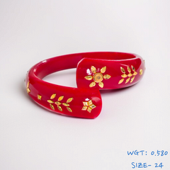 GPB18K- (SIZE-24) RED COLOUR 18KT HALLMARK GOLD BRACELET POLA 1 PIECE FOR MARRIED WOMEN (REGULAR USE) APPROX WGT: 0.580 GM