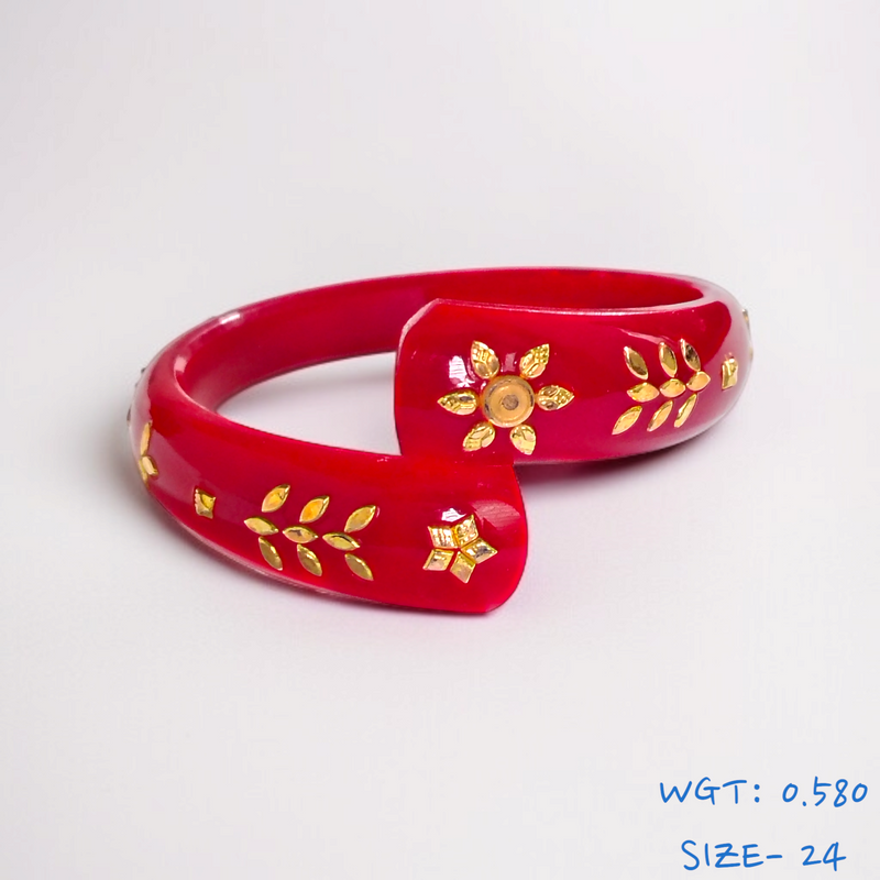 GPB18K- (SIZE-24) RED COLOUR 18KT HALLMARK GOLD BRACELET POLA 1 PIECE FOR MARRIED WOMEN (REGULAR USE) APPROX WGT: 0.580 GM