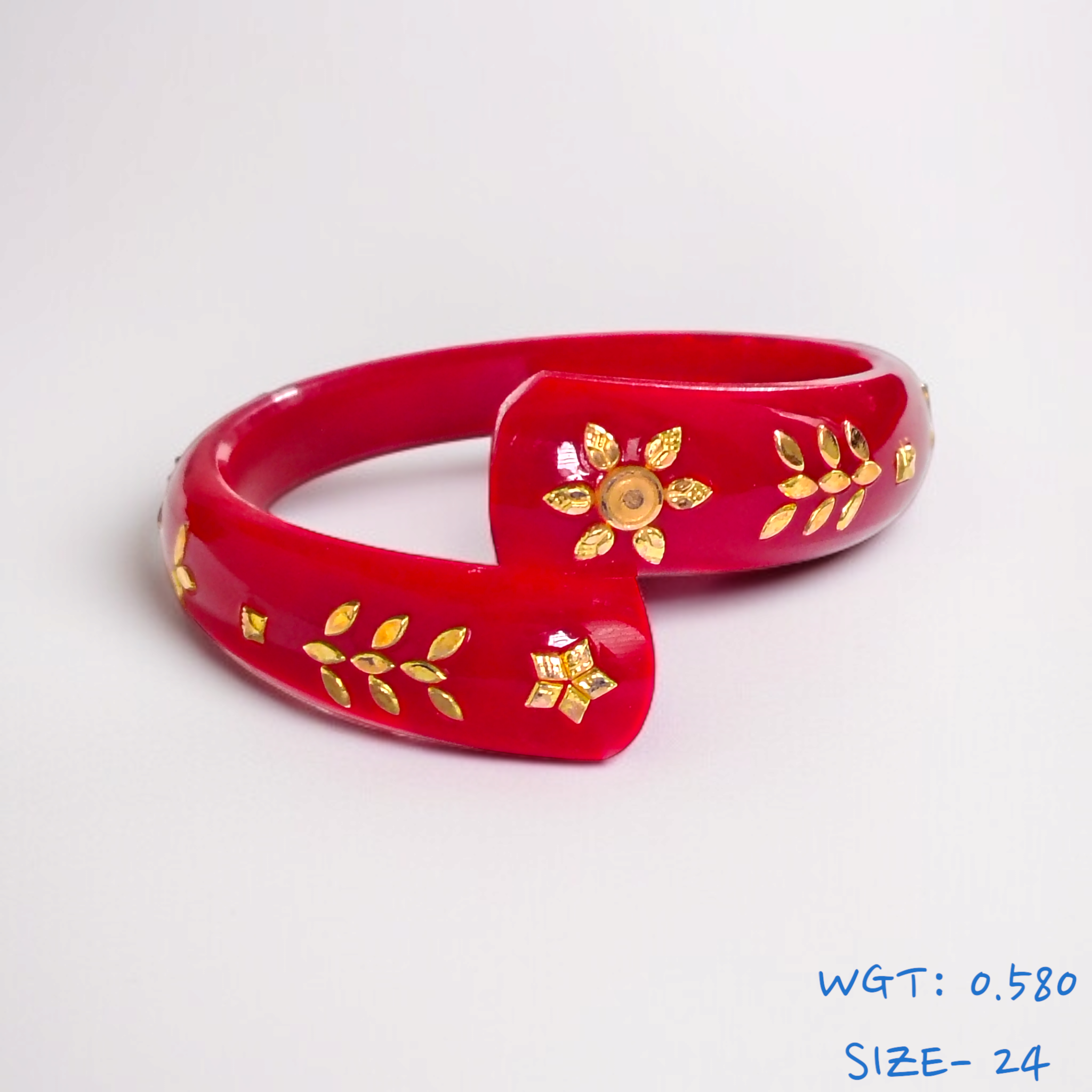 GBP18 (SIZE- 24) RED COLOUR 18KT HALLMARK GOLD BRACELET POLA 1 PIECE FOR MARRIED WOMEN (REGULAR USE) APPROX WGT: 0.580 GM